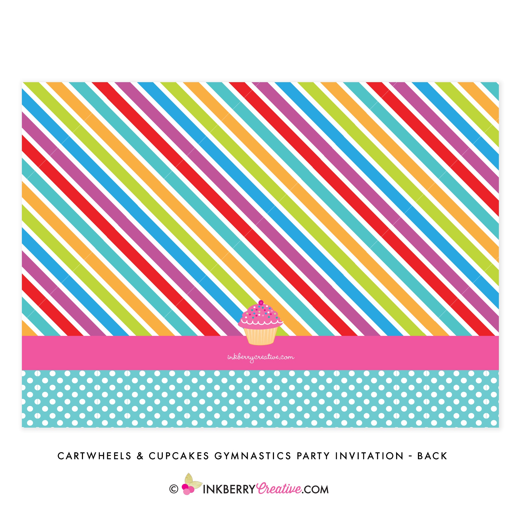 Cartwheels and Cupcakes (Boy & Girl) Gymnastics Party Invitation - inkberrycards
