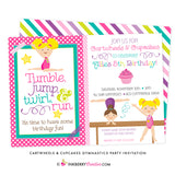 Cartwheels and Cupcakes Girl's Gymnastics Party Invitation - inkberrycards