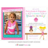 Cartwheels and Cupcakes Girl's Gymnastics Party Invitation (Photo Version) - inkberrycards