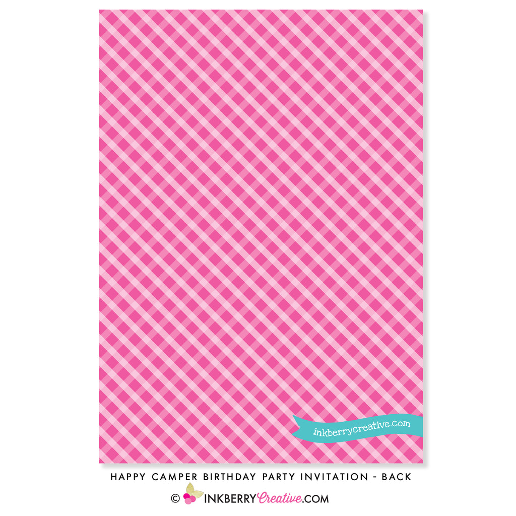 Happy Camper Girls Camping Birthday Party Invitation - inkberrycards