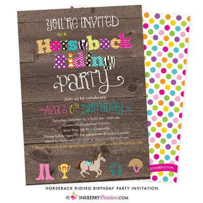 Horseback Riding Birthday Party Invitation - inkberrycards