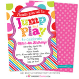 Jump and Play Birthday Party Invitation - Bounce House or Trampoline Park - inkberrycards