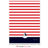 Sail Away Nautical Birthday Party Invitation - Navy & Red - inkberrycards