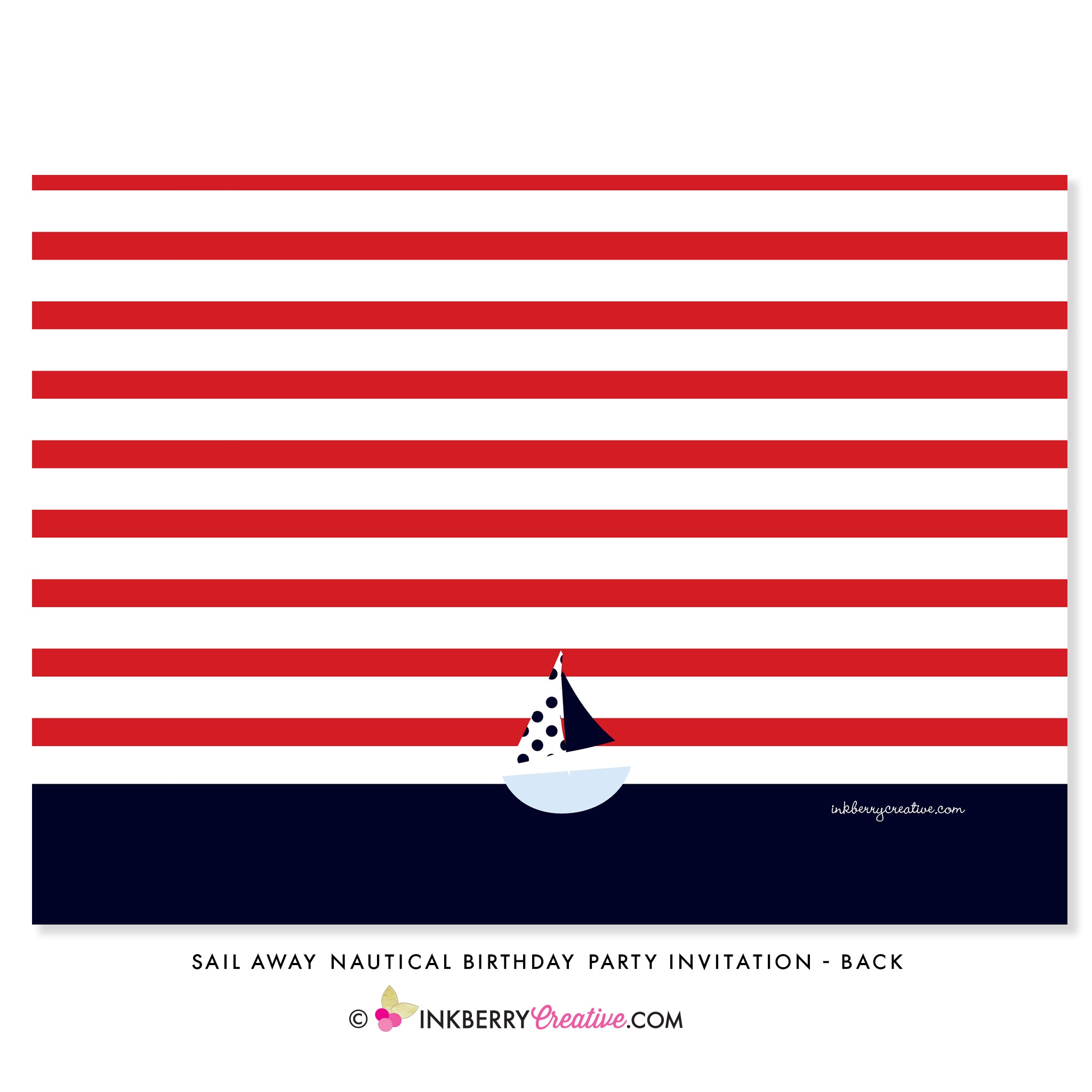 Sail Away Nautical Birthday Party Invitation - Navy & Red (Photo) - inkberrycards