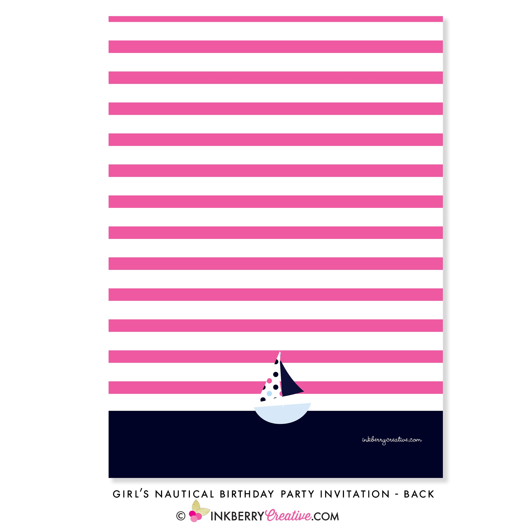 Sail Away Girl's Nautical Birthday Party Invitation - inkberrycards