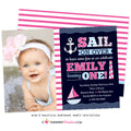 Sail Away Girl's Nautical Birthday Party Invitation (Photo) - inkberrycards