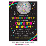 Neon Dance Party Birthday Party Invitation (Black) - inkberrycards