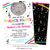 Neon Dance Party Birthday Party Invitation (White) - inkberrycards
