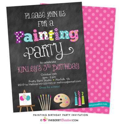 Painting Art Party Invitation - Chalkboard Style - inkberrycards