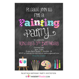 Painting Art Party Invitation - Chalkboard Style - inkberrycards