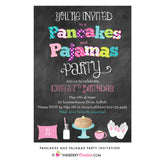 Pancakes and Pajamas Party Chalkboard Style Invitation - inkberrycards