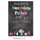 Pancakes and Polish Birthday Party Invitation - Chalkboard Style - inkberrycards