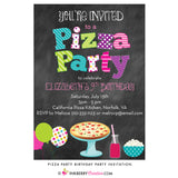 Pizza Party Chalkboard Style Invitation - inkberrycards