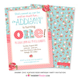 Shabby Chic Vintage Rose First Birthday Party Invitation - inkberrycards