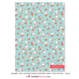 Shabby Chic Vintage Rose First Birthday Party Invitation - inkberrycards