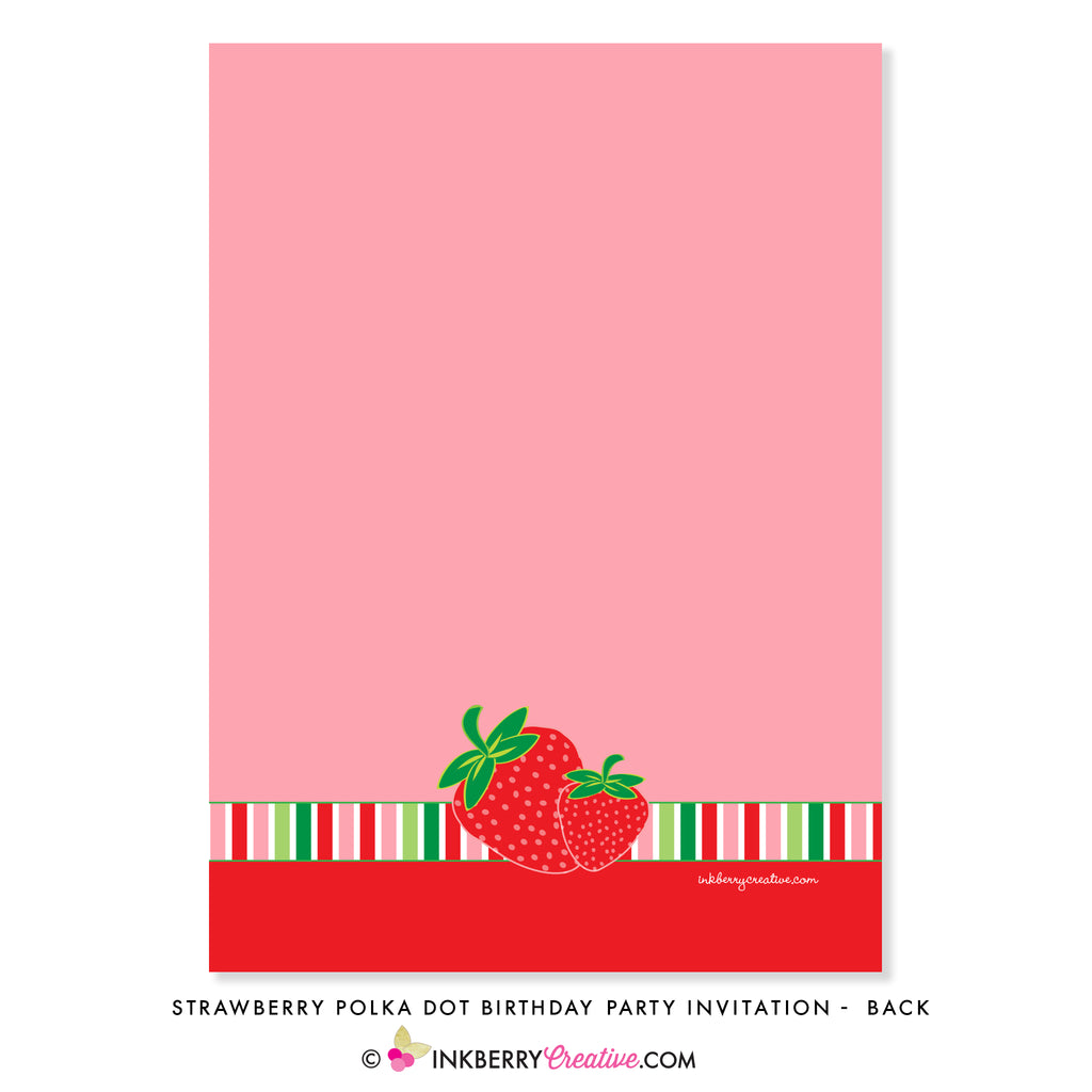 Sweet Strawberry Polka Dot Birthday Party Invitation - inkberrycards