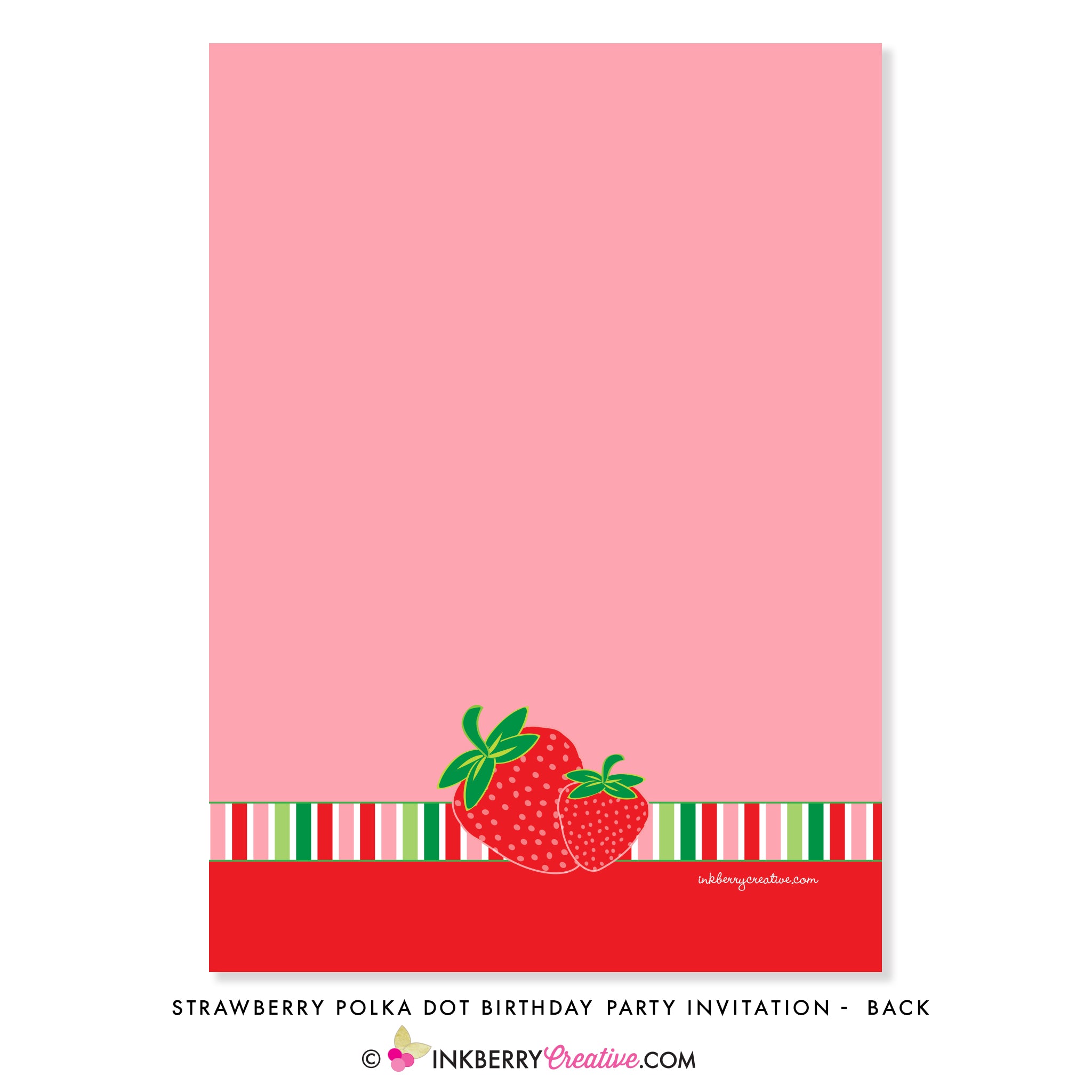 Sweet Strawberry Polka Dot Birthday Party Invitation - inkberrycards