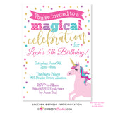 Unicorn Birthday Party Invitation - inkberrycards