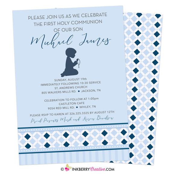 Blue Diamond Band - Boy's First Holy Communion Invitation