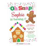 Gingerbread Birthday Party Invitation, Oh Snap Girls Gingerbread House Christmas Birthday Party - Printable, Instant Download, Editable, PDF