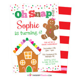 Gingerbread Birthday Party Invitation, Oh Snap Girls Gingerbread House Christmas Birthday Party - Printable, Instant Download, Editable, PDF
