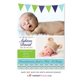 Baby Bunting - Baby Boy Photo Birth Announcement - inkberrycards
