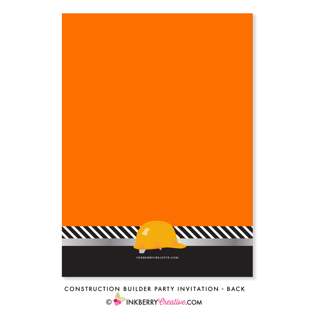 Little Builder Construction Birthday Party Invitation - inkberrycards