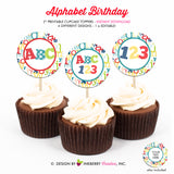 Alphabet Birthday (Boys) - Printable Cupcake Toppers - Instant Download PDF File - inkberrycards