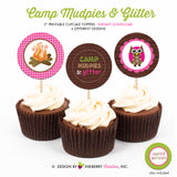 Camp Mudpies and Glitter - Printable Cupcake Toppers - Instant Download PDF File - inkberrycards