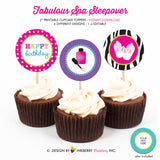 Fabulous Spa Salon Sleepover - Printable Cupcake Toppers - Instant Download PDF File - inkberrycards