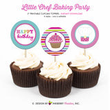 Little Chef Baking Birthday (Cupcakes) - Printable Cupcake Toppers - Instant Download PDF File - inkberrycards