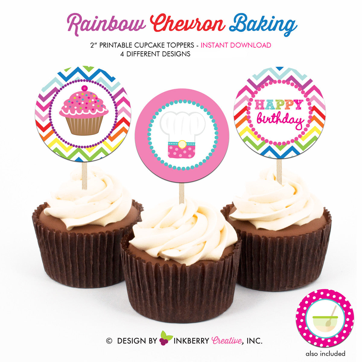 little-chef-rainbow-chevron-baking-birthday-cupcakes-printable-cup-inkberry-creative for Free Printable Cupcake Template Pdf Little Chef Rainbow Chevron Baking Birthday (Cupcakes) - Printable Cup – Inkberry Creative for Free Printable Cupcake Template Pdf