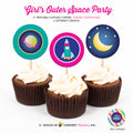 Out of this World Space Birthday (Girl) - Printable Cupcake Toppers - Instant Download PDF File - inkberrycards