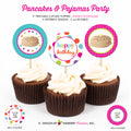 Pancakes and Pajamas Birthday (Pink, Aqua and Lime) - Printable Cupcake Toppers - Instant Download PDF File - inkberrycards