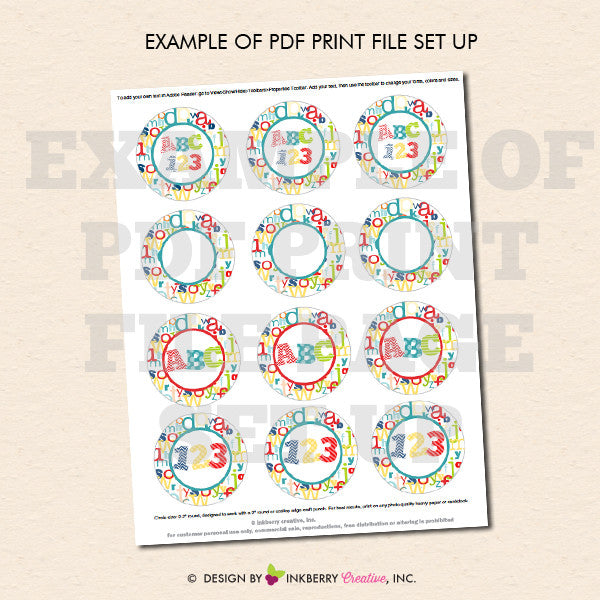 Alphabet Birthday (Boys) - Printable Cupcake Toppers - Instant Download PDF File - inkberrycards