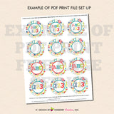 Alphabet Birthday (Boys) - Printable Cupcake Toppers - Instant Download PDF File - inkberrycards