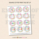 Alphabet Birthday (Girl) - Printable Cupcake Toppers - Instant Download PDF File - inkberrycards