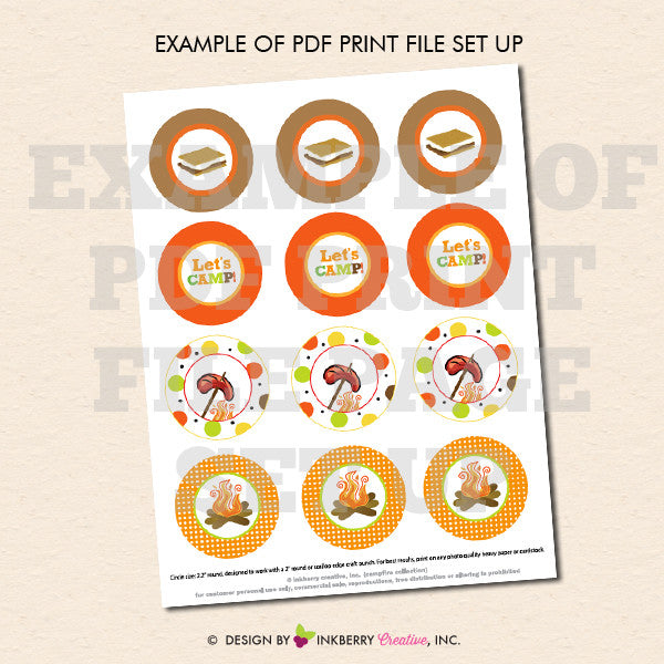 Party by the Campfire (Boys) - Printable Cupcake Toppers - Instant Download PDF File - inkberrycards