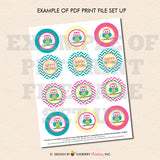 Bright Chevron Owl - Printable Cupcake Toppers - Instant Download PDF File - inkberrycards