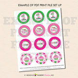 Cupcake Cutie Pie First Birthday (Pink and Green) - Printable Cupcake Toppers - Instant Download PDF File - inkberrycards