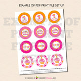 Cupcake Cutie Pie First Birthday (Pink and Orange) - Printable Cupcake Toppers - Instant Download PDF File - inkberrycards
