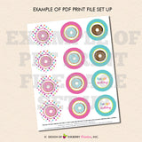 Donuts and Pajamas Birthday - Printable Cupcake Toppers - Instant Download PDF File - inkberrycards