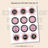 Glam Paris Birthday - Printable Cupcake Toppers - Instant Download PDF File - inkberrycards