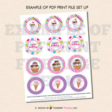 Ice Cream Shoppe - Printable Cupcake Toppers - Instant Download PDF File - inkberrycards