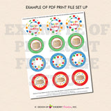 Pancakes and Pajamas Birthday (Primary Colors) - Printable Cupcake Toppers - Instant Download PDF File - inkberrycards