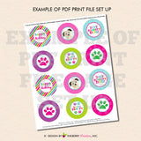 Girl's Puppy Paw-ty - Dog Birthday Party - Printable Cupcake Toppers - Instant Download PDF File - inkberrycards