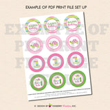 Turtle Birthday (Girl) - Printable Cupcake Toppers - Instant Download PDF File - inkberrycards