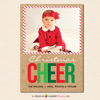 Big Cheer Kraft Style - Christmas Photo Card - inkberrycards