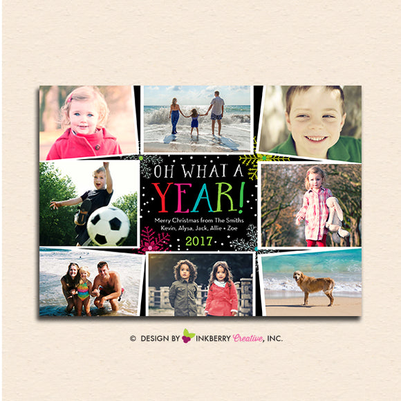 Oh What A Year - 8 Photo Collage - Christmas Photo Card - inkberrycards