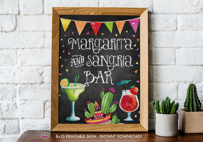 Taco Bout Love Bridal Shower - Margarita and Sangria Bar - Chalkboard Style - Printable Sign - 8x10